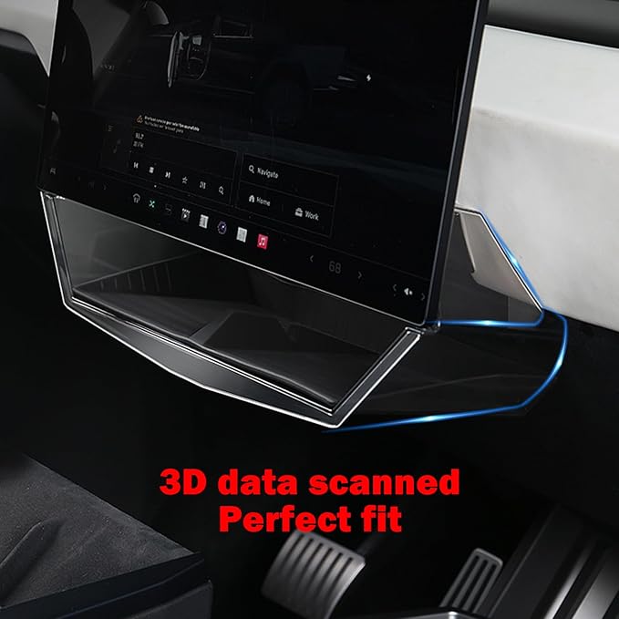 Under Screen Storage Box for Tesla Cybertruck 2024 2025 2026, Center Console Hidden Dashboard Organizer Tray with Anti-Slip Liner, Cybertruck Interior Accessories