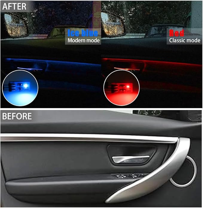 NJSBYL LED Interior Ambient Circuit Board for B-MW M4 X1 3 4 5 Series Sedan Convertible Coupe F10 F30 F31 F32 F33 F34 F36 F48 F82 F83 4PCS Blue-Red Atmosphere Lighting