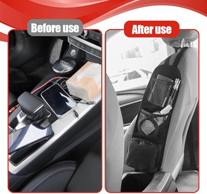 Car Seat Storage Hanging Bag, Multi-Pocket Seat Side Organizer, Car Multifunctional Storage Mesh Net Pocket Can Hold Mobile Phone, Wallet, Glasses, Universal Car Accessories for Car (1PCS)