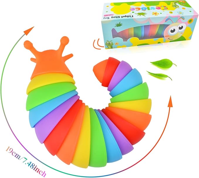 Cevioce Fidget Slug Toy, Sensory Slug Fidget Toys for Kids & Adults, 3Pcs Autism Sensory Toys for Autistic Children Toddlers，Asmr Toys-3 4 5 6 7 8+ Year Old Girl Boy Birthday Gifts