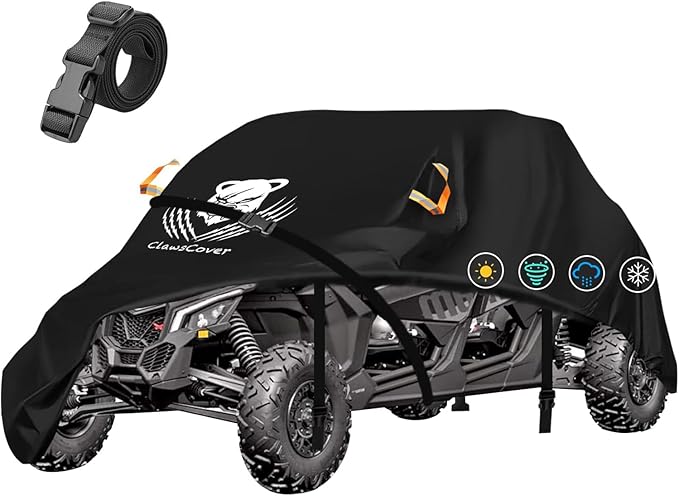UTV Cover 4-6 Seaters Waterproof Outdoor,Side by Side Cover,Thickened 420D Oxford Cloth All Weather Protection,Compatible with Can-Am Defender MAX PRO X3 Arctic Cat Prowler Viking RZR XP,167x65x76