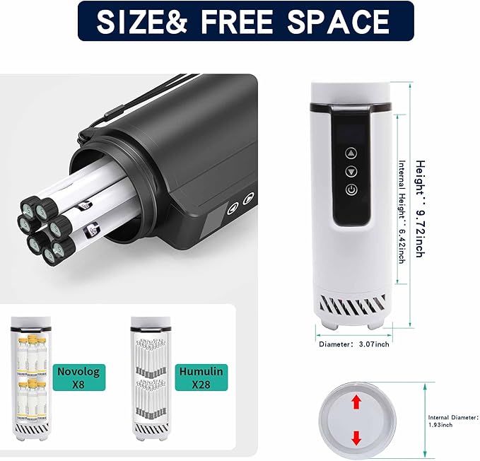 Portable Insulin Cooler with USB Charger - Diabetic Travel Medication Cooler, Car Refrigerator for Medicine Storage, Compact Cooling Organizer (Requires Continuous Power) White