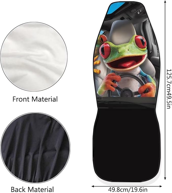 Funny Tree Frog Car Seat Covers for Front Seats Anti-Slip Comfort Front Bucket Seat Cover Universal Fit for SUV Truck Sedan
