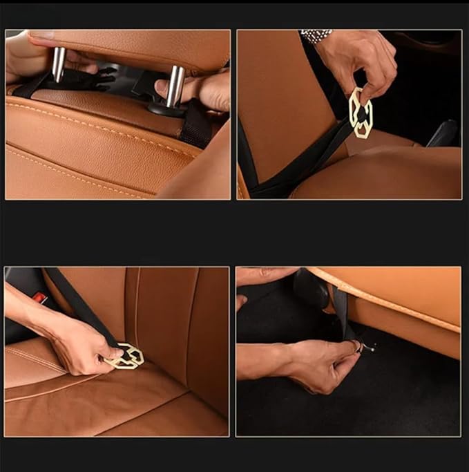 Luxury PU Leather Car Backseat Organizer with Foldable Table – Multi-Functional Car Seat Storage. Waterproof Travel Back Seat Organizer with Cup Holders, Tissue Box & Tablet Pocket (Coffee)