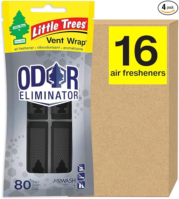 LITTLE TREES Car Air Freshener. Vent Wrap Provides Long-Lasting Scent, Slip on Vent Blade. Odor Eliminator, 16 Air Fresheners, 4 Count (Pack of 4)