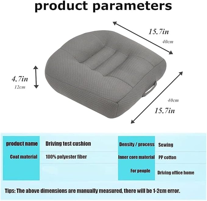 SEAHOME Car Booster Seat Cushion Heightening Height Boost Mat,Breathable Mesh Portable Car Seat Pad Fatigue Relief Suitable for Trucks,Cars,SUVs,Office Chairs,Wheelchairs (Grey)