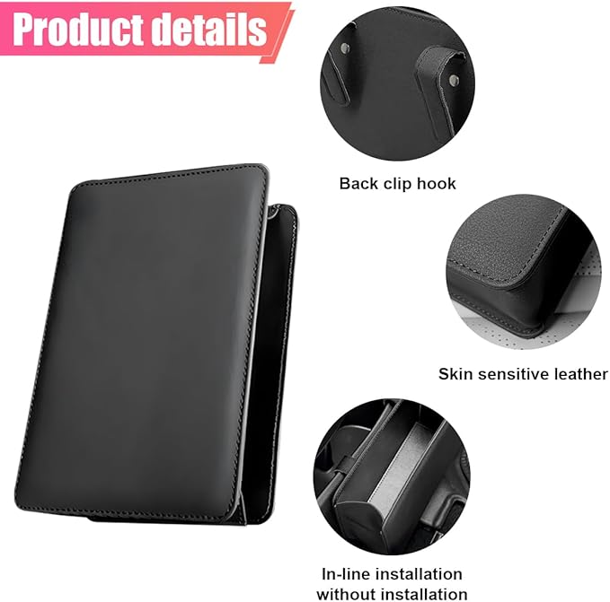 Car Trash Can, Leather Car Garbage Can with One Roll Trash Bag, Foldable Hanging Storage Container, Mini Trash Bin, Vehicle Garbage Organizer Holder for Door Side, Back Seat (Black)
