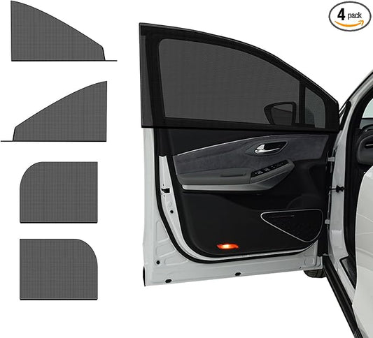 4 PCS Car Window Shades, Auto Front Rear Side Window Sun Shades for Block Heat & UV Protection, Breathable Mesh Baby Window Screen Covers, Universal Car Accessories (SUV)