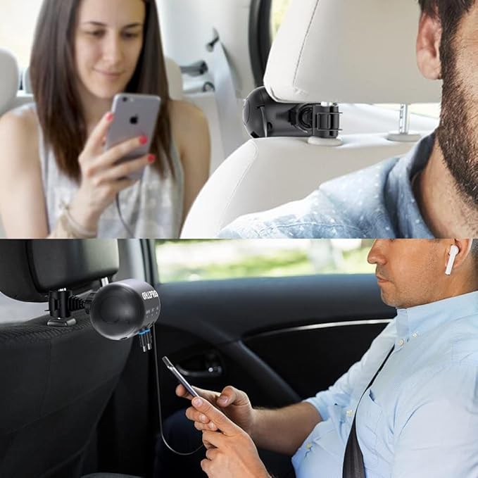 OHLPRO 3-in-1 Retractable Backseat Car Charging Station, 15W Fast Car Charger for All Phones (iPhone, Samsung), Ideal for Lyft, Turo, Uber, Taxi, Rideshare, Customer Charging Dock Attach to Headrest