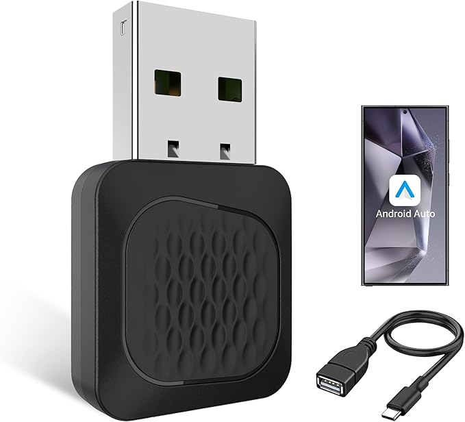 Ayake Wireless Android Auto Adapter, Smallest Mini Edition, Converts Wired to Wireless Android Auto, Plug & Play Adapter, Compact Design for Android 11+ with USB/USB-C Port