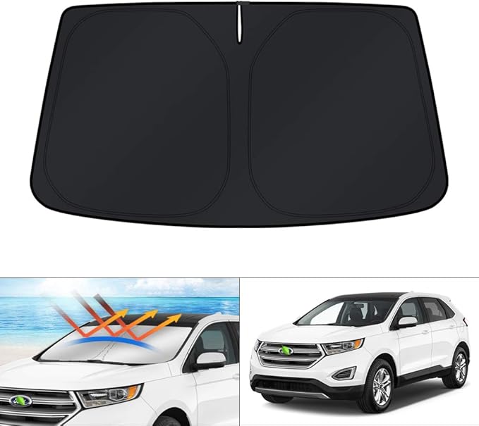 KUST Windshield Sun Shade for 2015-2024 Ford Edge SUV Accessories Custom Fit Sunshade Sun Visor Protector Foldable Blocks UV Rays Keep Car Cooler