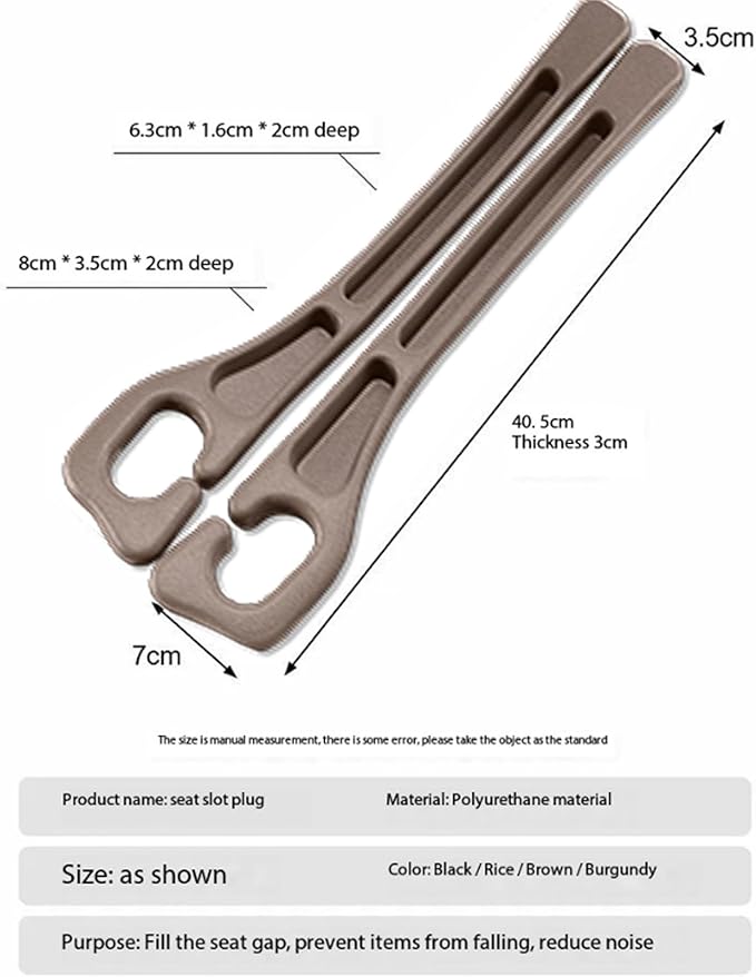 Car Seat Gap Filler 2 Pack, Universal Fit PU Leather Car Seat Gap Plug to Fill The Gap Between Seat and Console, Car Seat Crevice Blocker Stop Things from Dropping (Brown)