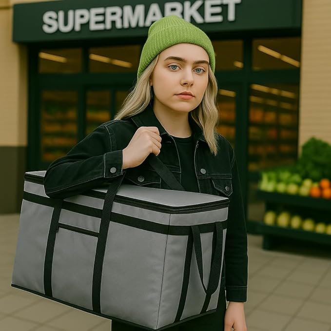musbus insulated catering bag 22x14x13 Very heat XXXL Insulated Food Delivery Bag Cooler Bags Keep Food Warm Catering Therma for doordash cooler bags therma shopper accessories hot Gray Pizza