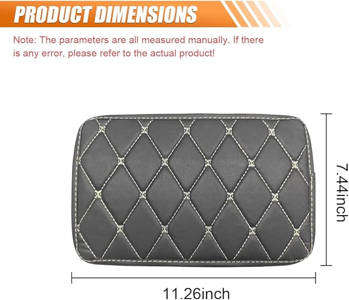 Leather Center Console Cover for Cars, Waterproof Arm Rest Box Protective Cover Car Center Console Cushion Pad, Universal Middle Console Armrest Pad Cover for Most Vehicles (Black/Beige)