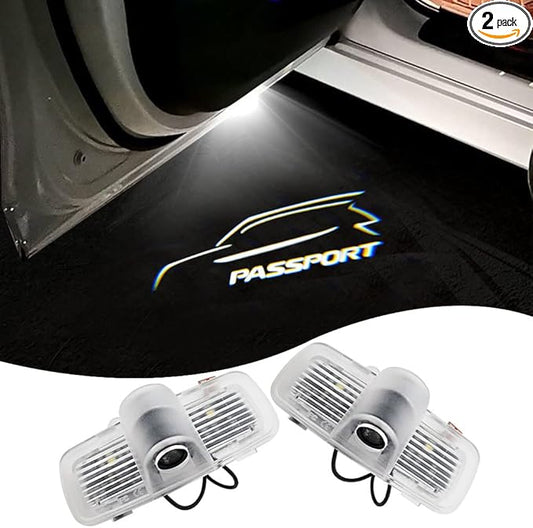 2 Pcs Passport Car LED Projector Door Shadow Light Welcome Light Laser Emblem Logo Lamps Kit Puddle Lights LED Courtesy Step Lights Ground Lamp HD Kit Replacement for Passport 2019-2021
