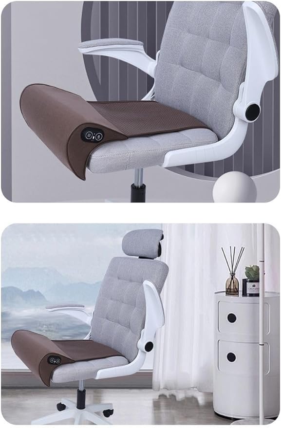 JUPENG Car Seat Leg Extender with Heat & Massage, USB Powered Multi-Level Memory Foam Under Thigh Leg Support Cushion for Driver Seat, Office Chair & Travel, Universal Comfort Pad(Brown)