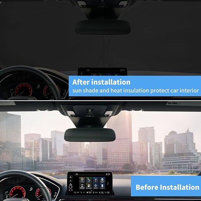 Windshield Sun Shade for Honda Civic Window Sunshade 2022 2023 2024 2025 2026 Accessories Front Window Shade Sun Visor Sunshade Windshield Cover 4 Layers Foldable Blocks UV Rays Keep Car Cooler
