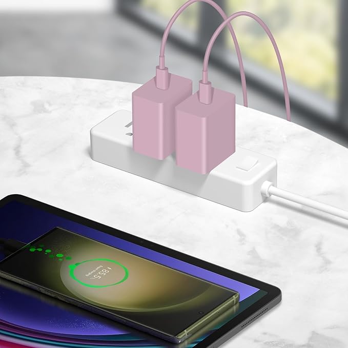 USB C Charger Type C Charger Fast Charging 10FT 45W Samsung Chargers 2-Pack with iPhone Air/17/17 Plus/17 Pro/17 Pro Max/16/16 Plus/16 Pro/16 Pro Max/15/15 Pro Max/iPad Pros/Galaxy S25 S24(Pink)