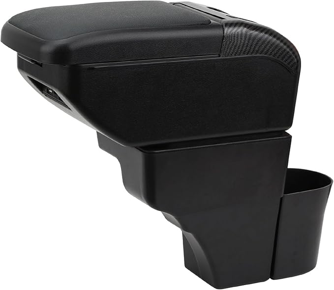 AULPHIKE Compatible with Nissan Note Armrest 2016-2018 Car Center Console Organizer Armrests Double Layer Storage with USB Ports（Black Style）