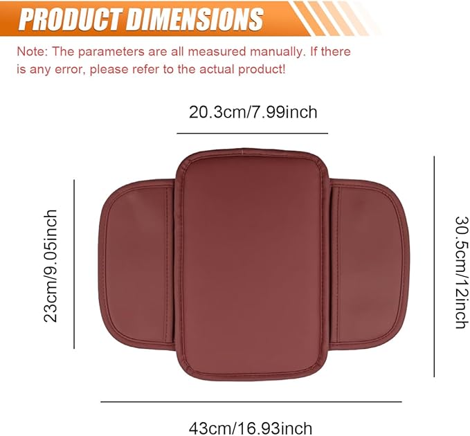 Car Center Console Cover, Leather Waterproof Auto Arm Rest Pad with Storage Bag, Scratch Resistant Middle Console Protector, Comfortable Vehicle Interior Accessories for Sedan SUV (Burgundy)