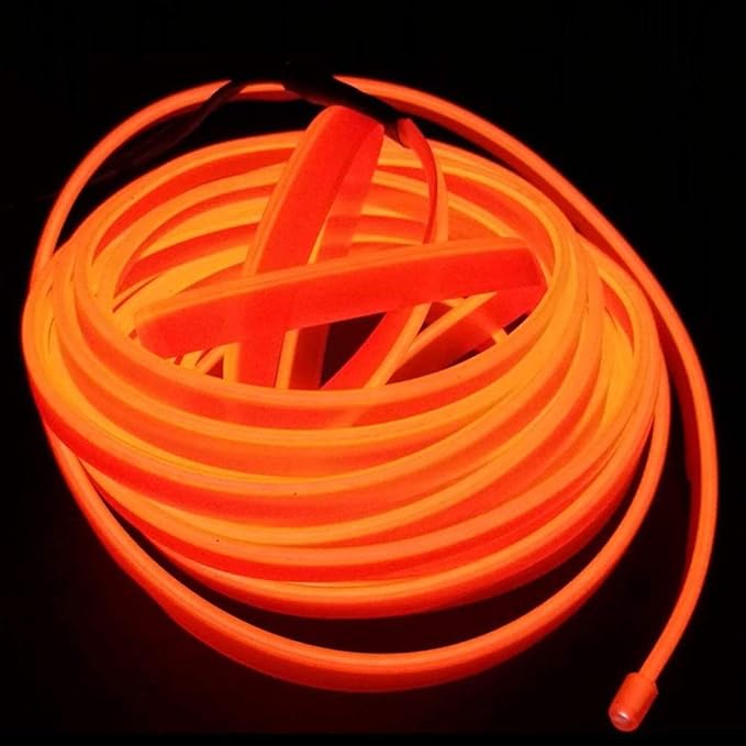 ABALDI USB Neon Light El Wire Glowing Electroluminescent Wire for Xmas Party Pub Indoor Outdoor Decoration with 5mm Sewing Edge 2M/6FT (Orange)