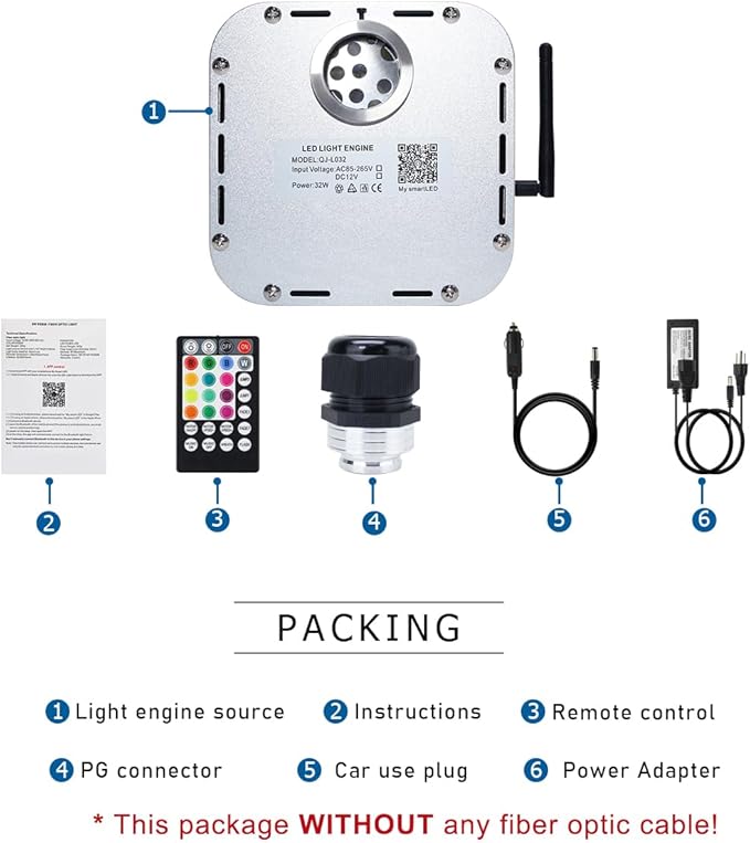 AKEPO Car Home 32W Twinkle Fiber Optic Light Engine, Bluetooth APP Control+Music Activated+28-Key Remote Control for Fiber Optic Star Ceiling
