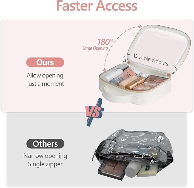 PACKISM Clear Makeup Bag - TSA Approved Toiletry Bag for Carry-on & Checked Luggage, Water Resistant Car Storage Organizer with Reinforced Seams