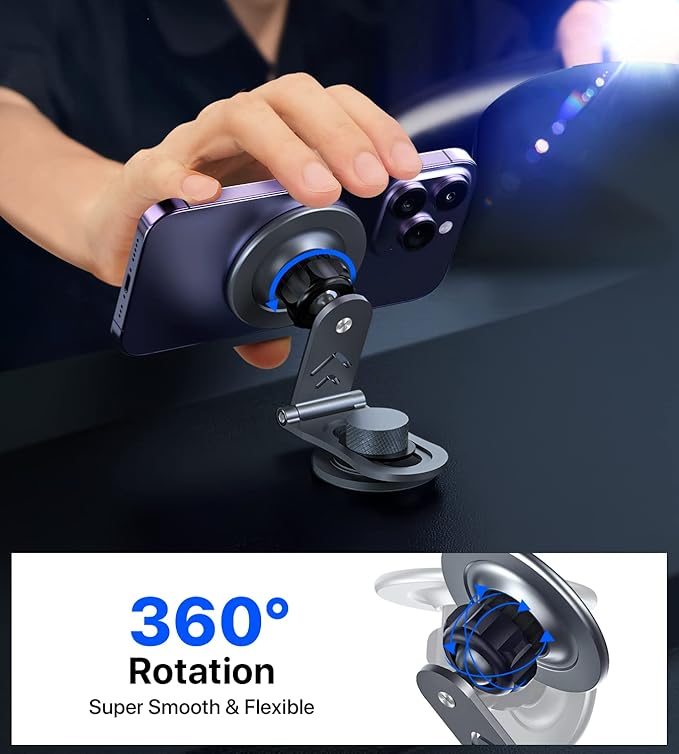 Nycetek Tesla Phone Mount Holder for, [Super Suction Power] Dashboard Magnetic iPhone Car Mount for Tesla Model Y/3/S/X Accessories 2025, Alloy Foldable Car Holder for iPhone Samsung and More