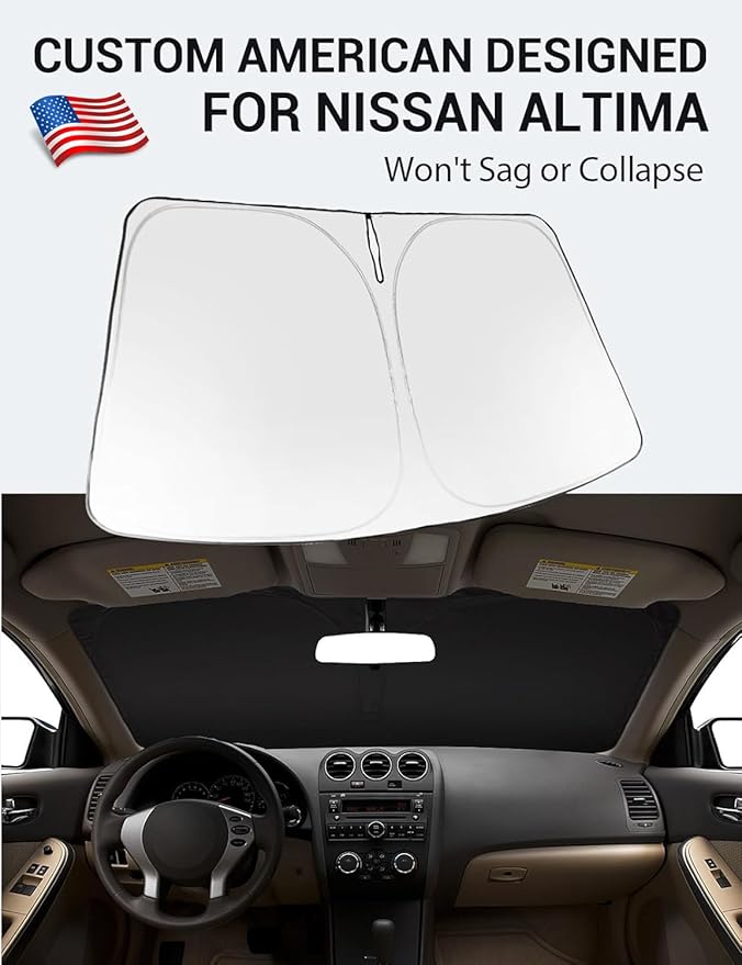 Proadsy 2026 Upgrade Windshield Sun Shade Custom Fit 2007-2012 Nissan Altima Foldable Front Sunshade Protector Sun Visor Blocks UV Rays Keep Car Cooler