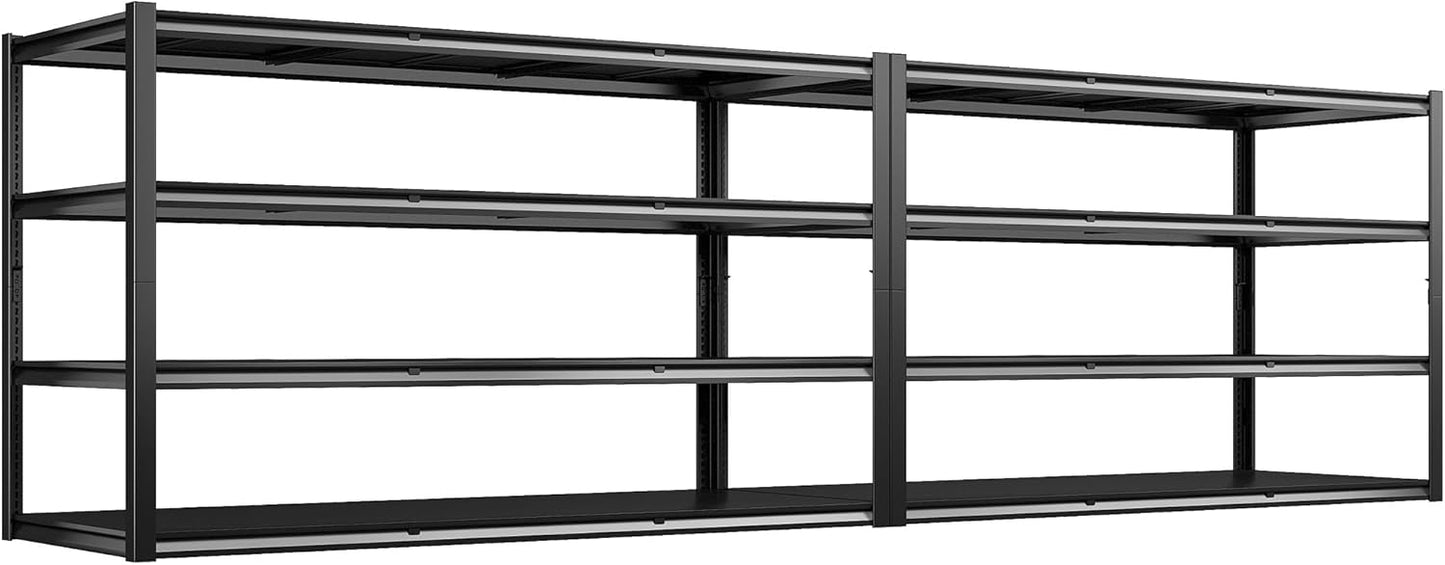 REIBII 60" W Garage Shelving Heavy Duty 2650LBS Storage Shelves Metal Shelving, Adjustable Garage Shelves, 4 Tier Industrial Shelf for Warehouse, Basement, Pantry, 60" W x 24" D x 60" H, 2 Pack