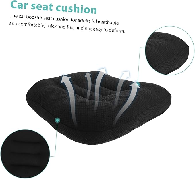 Unomor Car Seat Cushion Lumbar Support Pad for Driving Breathable Heightening Seat Pillow for Short Drivers