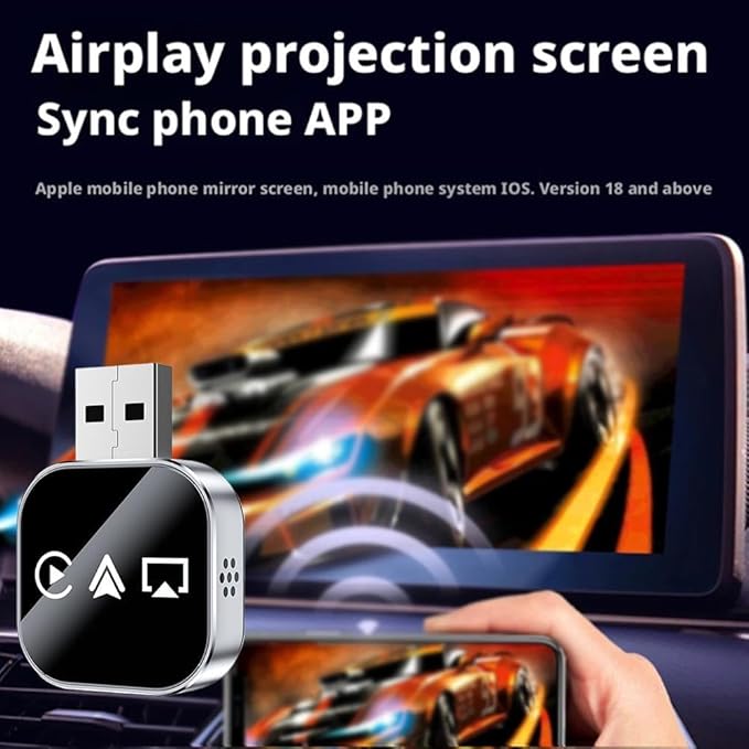 Wireless Carplay Mirror Link Adapter for Apple,3 in 1 Bluetooth Mirroring iOS Phone to Car Screen Adapter 2026 Wired to Wireless Portable USB Car Play Screen Connector for Android to Watch Movies