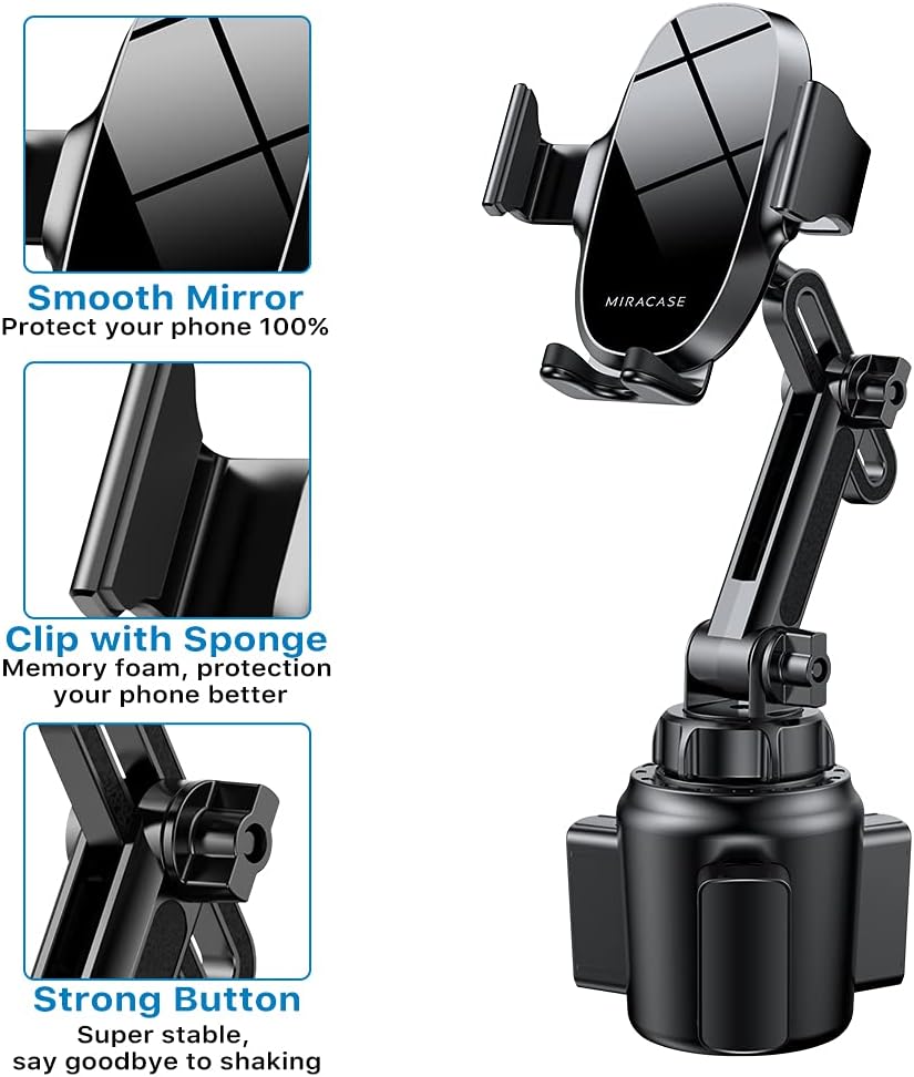 Miracase Cup Phone Holder for Car, [Upgraded Version] Adjustable Long Neck Car Cup Holder Phone Mount Cradle Friendly Compatible with iPhone Samsung Google and All Smartphones, Red
