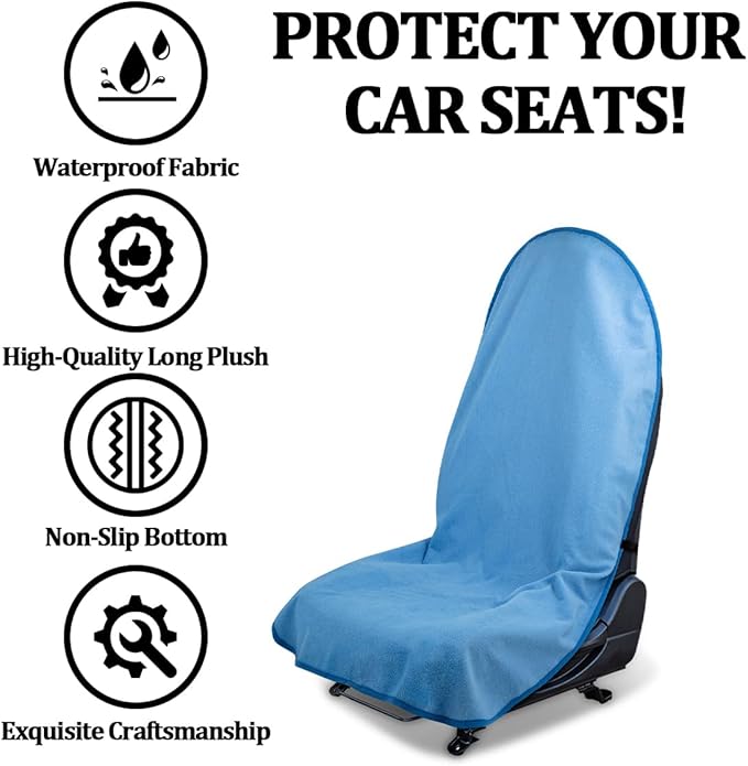 Car Towel Seat Cover, Performance Microfiber Washable Non Slip Vehicle Front Seat Covers, Sweatproof Automotive Interior Chair Protectors, Universal for SUV Automobile Truck (Light Blue)