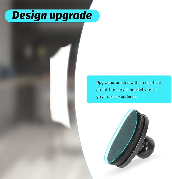 Yoseng Tire Shine Brush - Curved Brush Head & Large 3.8'' Tire Dressing Applicator with Storage Stand for Automotive Detailing, Car Enthusiasts, DIY Users (Vegan, Washable, Black)