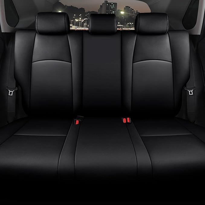 AOMSAZTO Custom Fit for Toyota CHR 2018 2019 2020 2021 2022 Full Set Faux Leather C-HR Seat Covers Compatible Airbag Black