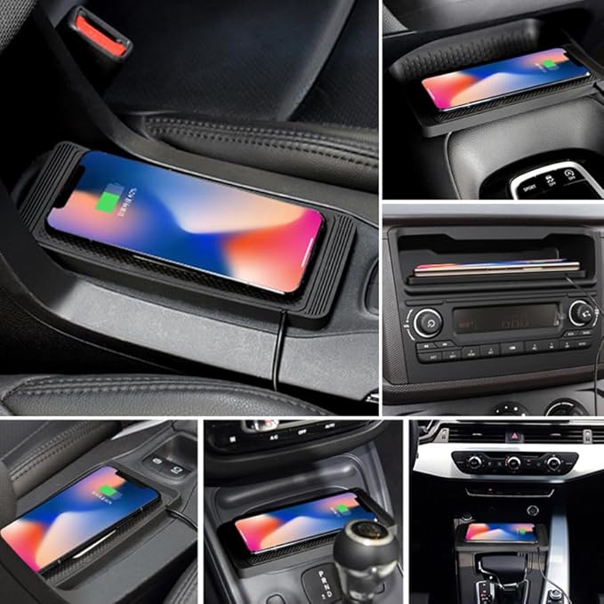 Wireless Charging Pad for Car for Ford F250 350 450 Edge SMax, 15W Fast Wireless Charger Mat Non-Slip Silicone Car Center Console Phone Charging Pad,B/15W-USB