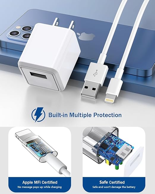 iPhone Charger,[Apple MFi Certified] i Phone Charger 2Pack 3FT Lightning Cable i Phone Charging Cord USB Wall Chargers Travel Plug Adapter for iPhone 14 Pro Max/14 Plus/14/13 Mini/12/11/XS/XR/X/8/7/SE