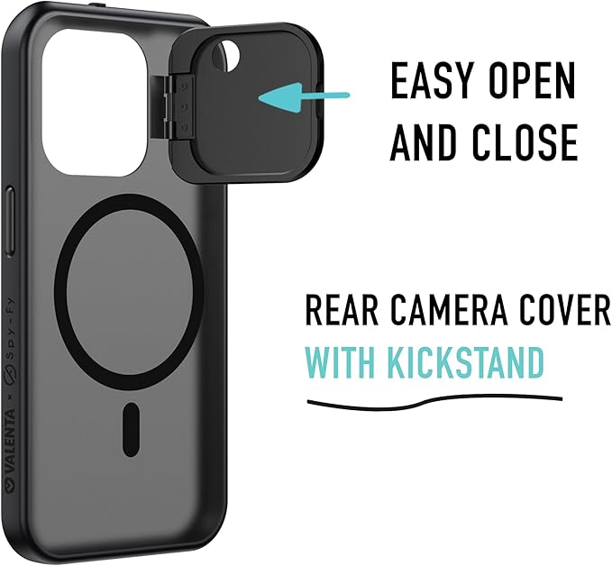 Spy-Fy Privacy case Compatible with iPhone 15 Pro with Camera Covers Front and Rear | Smokey | Magsafe Compatible and Kickstand | Protect Your Phone | 6-Foot Drop Proof | 6,1 Inch | Camera Protection