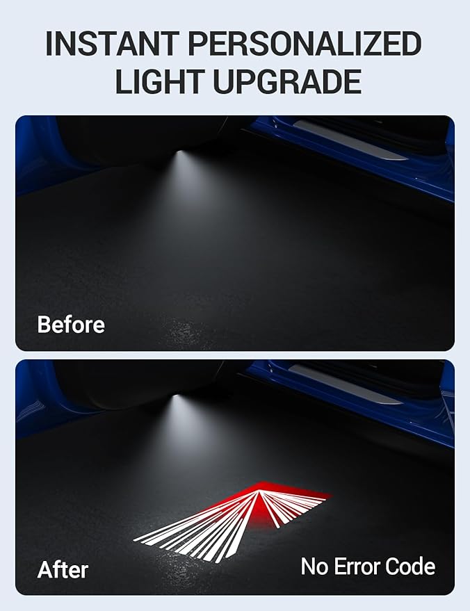 Motrobe 4PCS Puddle Lights for Tesla Model Y Juniper 2025 2026 Model 3 Highland 2024-2026 4K HD Ultra-Bright Light Carpet Door Projector Lights No Error Code Never Fade Tesla Accessories