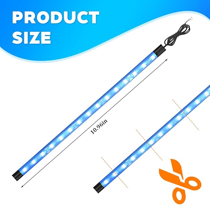 Motorcycle RGB LED Light Kit, 6PCS DC 12V Waterproof Motorbike Underglow Strip Lights Kit, Golf Cart Exterior Ground Effect Atmosphere Lamp, Universal for SUV RV Truck (Ice Blue)