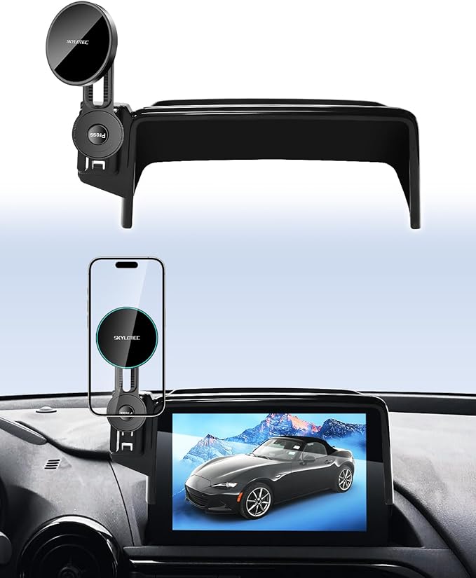Phone Mount for Mazda 3 2014-2016/CX-3 2016-2021/MX-5 MX5 Miata 2016-2023 Accessories 7-Inch Screen Fixed Clip, Magnetic Car Phone Holder for MagSafe, Magnets 15W Wireless Charger Cell Phone Holder