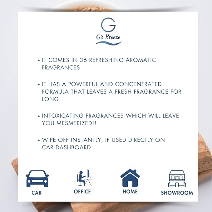 G's Breeze - Sandalwood Air Freshener – Woody & Earthy Fragrance of Sandalwood – Ideal for Home, Car & Office – Elevate Your Space with Luxurious Scent and Creates Relaxing & Comfortable Atmosphere
