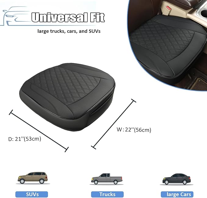 GIANT PANDA Bottom Seat Cover for Trucks&SUV, Front PU Leather Driver Seat Protector Fit for Chevy,Ram,Toyota,GMC,Ford F150 F-Series (2PCS-Black)