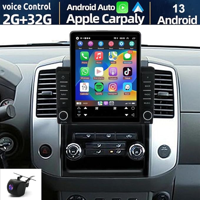 Car Stereo for Nissan Frontier/Xterra 2009 2010 2011 2012 2013 2014 GPS Navigation 2+32G for CarPlay Wireless Android Auto 9.7in Android Car Radio with Bluetooth WiFi FM/RDS SWC Mirror Link