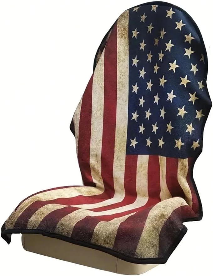Car Seat Covers 1 Pack Waterproof Towel Car Seat Cover Universal Fit for Most Trucks SUV Fitness Athletes Pets Gym and Water Sport，American Flag
