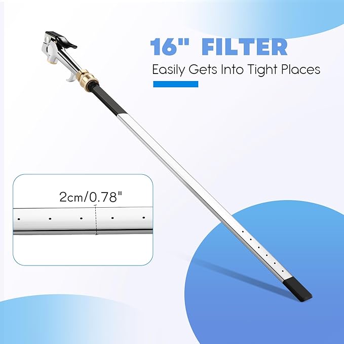 Threlaco 16" Air Filter, Radiator Cleaning Wand for High Efficiency Cooling Systems and Radiators, Water Air Cleaning Wands for Blow out Wash out Kit, Home Car Truck Power Washer Wand