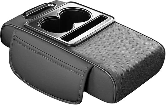 Car Center Console Pad PU Leather Armrest Organizer with Tissue Box Slot for Vehicles, Style K