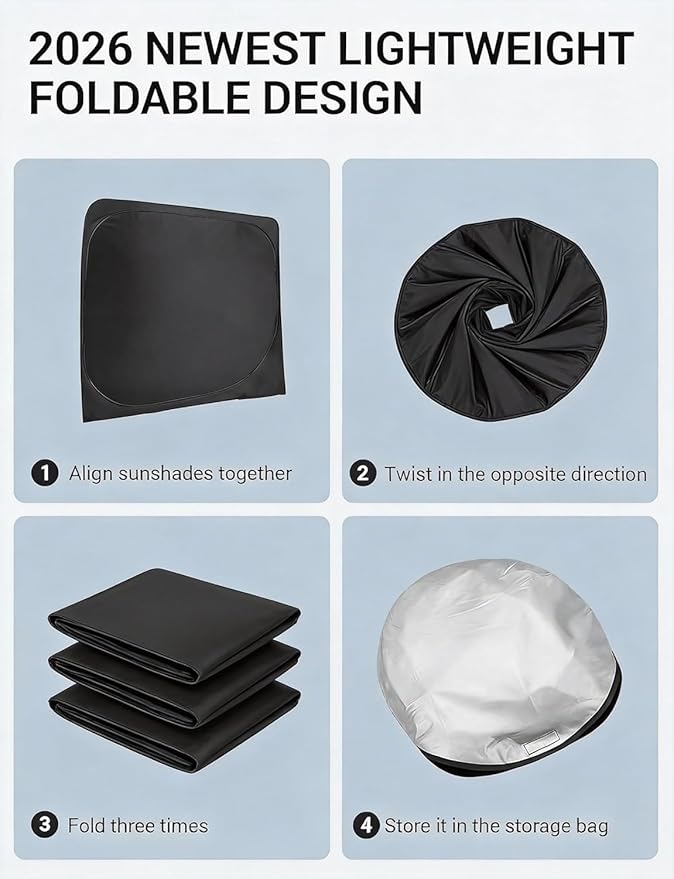 Proadsy Windshield Sun Shade for Chevrolet Traverse 2024-2026 Foldable Front Sunshade Protector Sun Visor Blocks UV Rays Keep Car Cooler Accessories