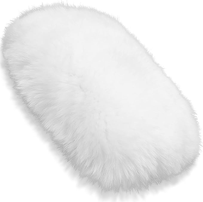 Andalus Brands Pure Australian Sheepskin Fluffy Car Center Console Cover, Luxurious Non-Shedding Furry Arm Rest Cover for Car, Versatile for All Seasons, White - (11.47" X 6.3")